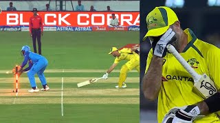 Glenn Maxwell Crying on Controversial Run Out decision in India vs Australia 3rd T20 2022