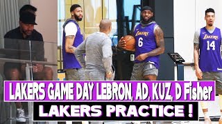 Lakers Game Day Practice | Derek Fisher watches Lebron, Anthony Davis, Kuz before Kobe Tribute game
