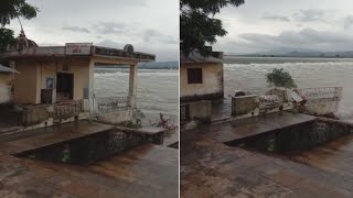 A Building of Temple Washed Away in  Narmada River After Heavy Rain at  Garudeshwar in Gujarat