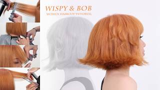 Textured Flips Bob with Bangs Haircut Tutorial - Wispy / Curve Lines Effects - Vern Hairstyles 102