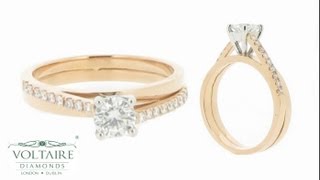 Rose Gold Set Solitaire with Offset Diamond Detail - ER 1228