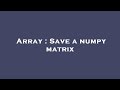 Array : Save a numpy matrix