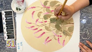 酸模叶蓼的画法_初學花鳥畫_中國畫/How to draw Polygonum multiflorum_Flower and Bird Painting for Beginners_subtitled