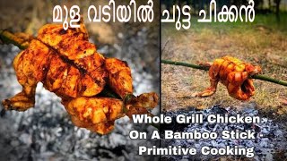 Bamboo chicken | മുള വടിയിൽ ചുട്ട ചിക്കൻ | Whole Grill Chicken On A Bamboo Stick | Primitive Cooking