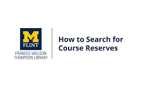 How to Search for Course Reserves (2024)