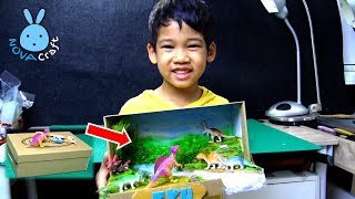 How to reuse Waste shoe boxes idea for Dinosaur Diorama School project - Nova Cr