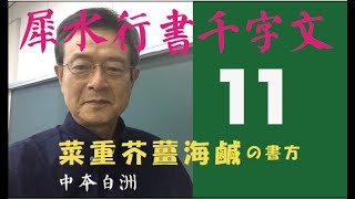 犀水行書千字文　11　菜重芥薑海鹹の書き方　中本白洲解説