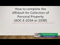 small estate affidavit video tutorial