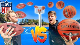 Challenging NFL PLAYER to Trickshot H.O.R.S.E. *Football vs Basketball!*