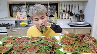 꽃돼지 밥도둑 양념깻잎 3분 오뚜기 카레 매운맛 한식먹방[korean food]mukbang Eating show 吃播