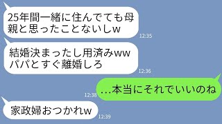 【LINE】夫と連れ子を25年間支え続けた嫁。連れ子の結婚が決まると式にも招待されず追い出された…→呆れた私が要求通りに速攻で家を出た結果www