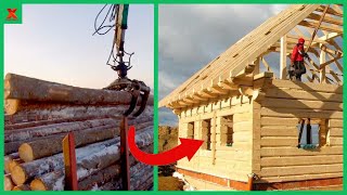 Wooden House Manufacturing And Assembly. How To Build Logs Home Properly