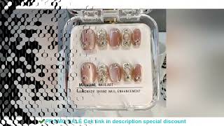 10PCS Pink Cat Eye Handmade Press On Nails Square Head Fake Nails Diamond Designs Full Cover Nail Ar