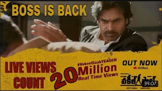 🔴 (LIVE COUNT) 20M Vakeel saab Teaser | Live View count Likes Comments | Pawan Kalyan, Sruthi Hasan