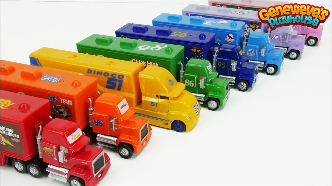 Disney Cars Toy Trucks Color Learning Video For Kids! - YouTube