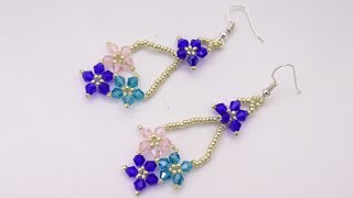 Cinderella Earrings//Gorgeous Bicone Flower Earrings//Easy Beaded Earrings Tutorial//Jewelry Making