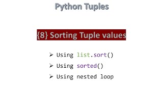 {8} Sorting tuple values || Python [ Hindi ]