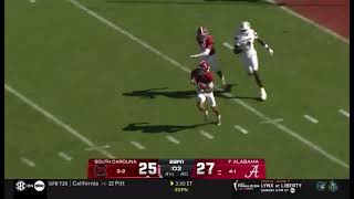 Alabama DB Domani Jackson's interception on South Carolina's LaNorris Sellars to seal the win