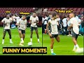 Vini Jr trolled Mbappe when his long-range shot was saved by Courtois during training ahead Atalanta