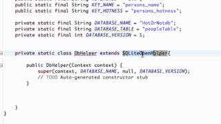 Android Application Development Tutorial - 113 - SQLite class implementing SQLiteOpenHelper