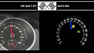 VW Golf 7 GTI VS. Golf 5 R32 - Acceleration 0-100km/h