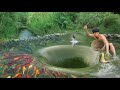 building Whirlpool hole for fishing , Fishing in Whirlpool Hole ,   Whirlpool hole Attract fish