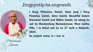 Jingpyntip ba sngewsih - Khlad noh i Kong Philomina Sateiñ