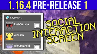 Minecraft 1.16.4 Pre-Release 1 Social Interaction Screen + Minecraft 1.17 News!