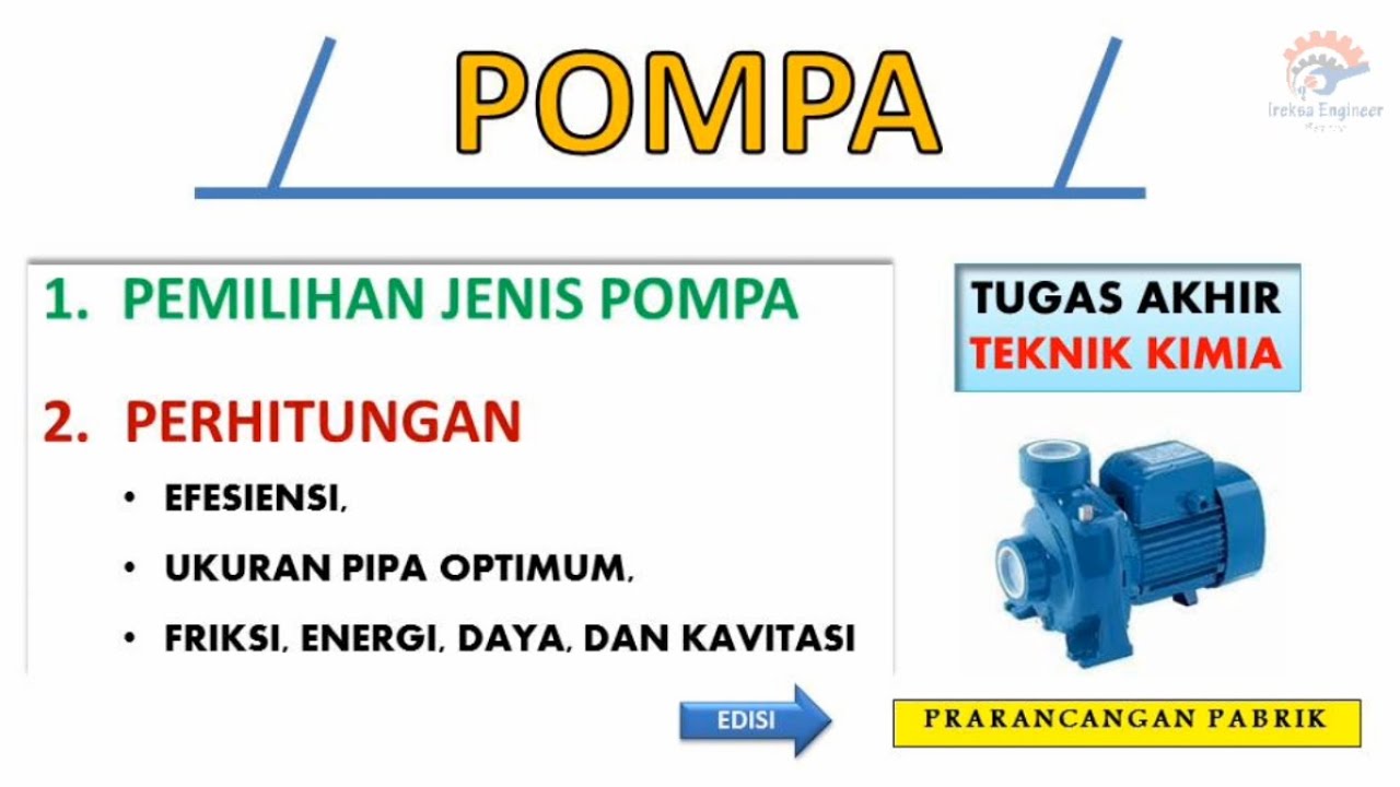 Perancangan Pompa Perhitungan Pemilihan Pompa Tugas Akhir Teknik