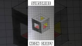 easy 3d drawing | 3d illusion | 3d drawing | Neon Craft | #shorts #art #drawing