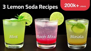 3 LEMON SODA Recipes - MASALA, ROOH AFZA \u0026 MINT | Shikanji Nimbu Pani Lemonade | AnmolsKitchen