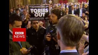 Jacob Rees-Mogg takes on protesters: 'You're a despicable person' - BBC News
