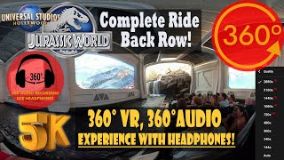 Jurassic World Ride Back Row Immersive 360 VR - Universal Studios Hollywood [5K 360° | 360° Audio]