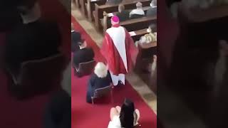 Priest Pull Up In Church On Scooter