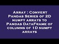 Array : Convert Pandas Series of 2D numpy arrays to Pandas DataFrame of columns of 1D numpy arrays