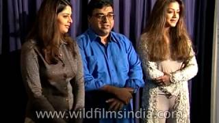 Actress Nagma and Jyothika with filmmaker Rajkumar Santoshi