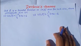 Darboux theorem of riemann integral | Real analysis | Bsc/Msc Maths | Ravina Tutorial