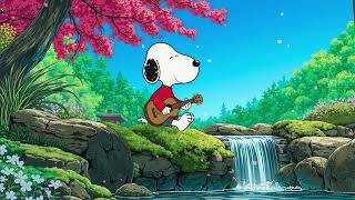 Tranquil Spring Ambience 🌸 Snoopy’s Study Bliss with Gentle Lofi Beats for Work, Study \u0026 Relaxation