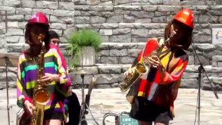 「双子姉妹の歌 (仏映画:ロシュフォールの恋人より)」HIBI★Chazz-K feat.SAX姉妹 STREET LIVE in 初台 (2015/06/28)