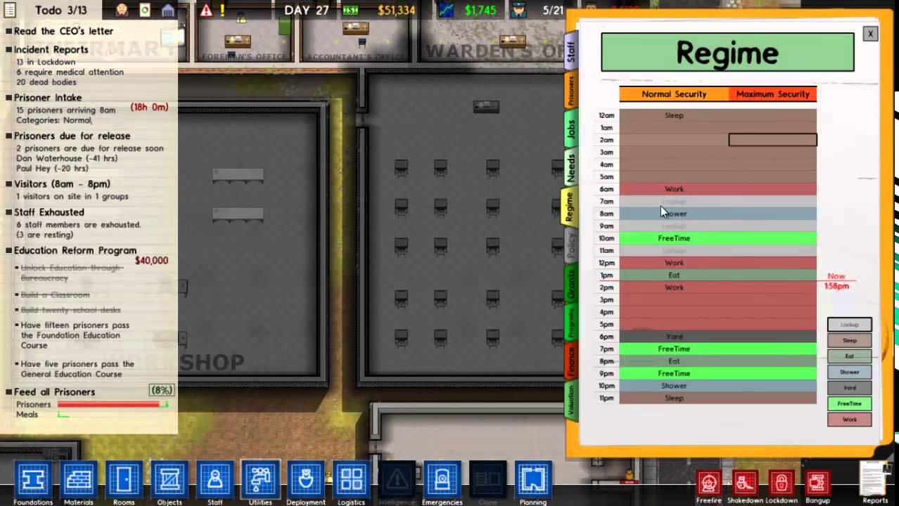 Prison Architect Best Regime Giratan