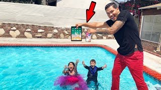 Txunamy & Diezel's iPhone X & iPad in our swimming pool prank!! | Familia Diamond
