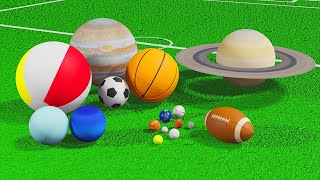 Planets and sports balls Size comparison and names 3D for children baby What If Сomparison Solar Sys