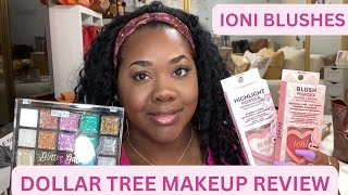 DOLLAR TREE \u0026 FIVE BELOW MAKEUP REVIEW | FIVE BELOW EYESHADOW PALETTE | IONI BLUSHES \u0026 HIGHLIGHT