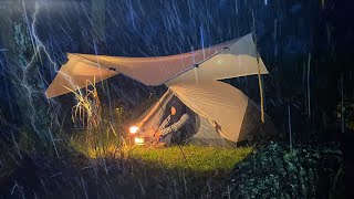 Long Heavy Rain Camping‼️Camping in Heavy Rain and Thunderstorms