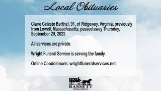Obits for October 3, 2022