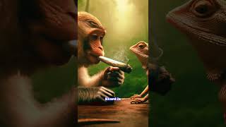 A monkey is sitting in a tree, smoking a joint, when a lizard walks past#funnyjokes #funnystories