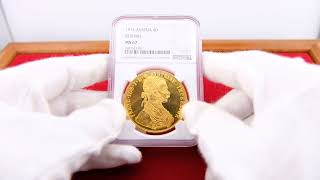 オーストリア (1915) 4ダカット金貨 フランツヨーゼフ1世 リストライク NGC MS67