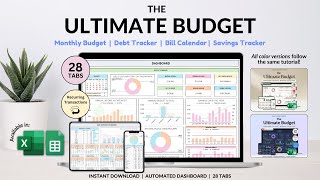 Ultimate Annual Budget Tutorial - Debt Tracker - Recurring Transactions - Track your payments