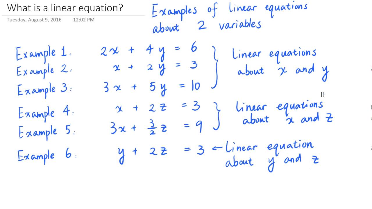 Linear Equation Examples