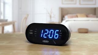 Jensen JCR-298 Bluetooth Digital AM/FM Dual Alarm Clock with USB Charging Port